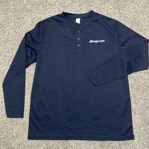 Snap-on Tools Long Sleeve Henley Mesh Performance Shirt Men's Size LG Navy Blue